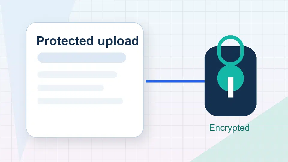 Animated preview of a notice being protected during upload.